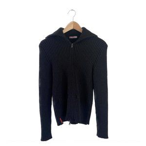 Prada Sport Rib Knit Zip-Up Sweater